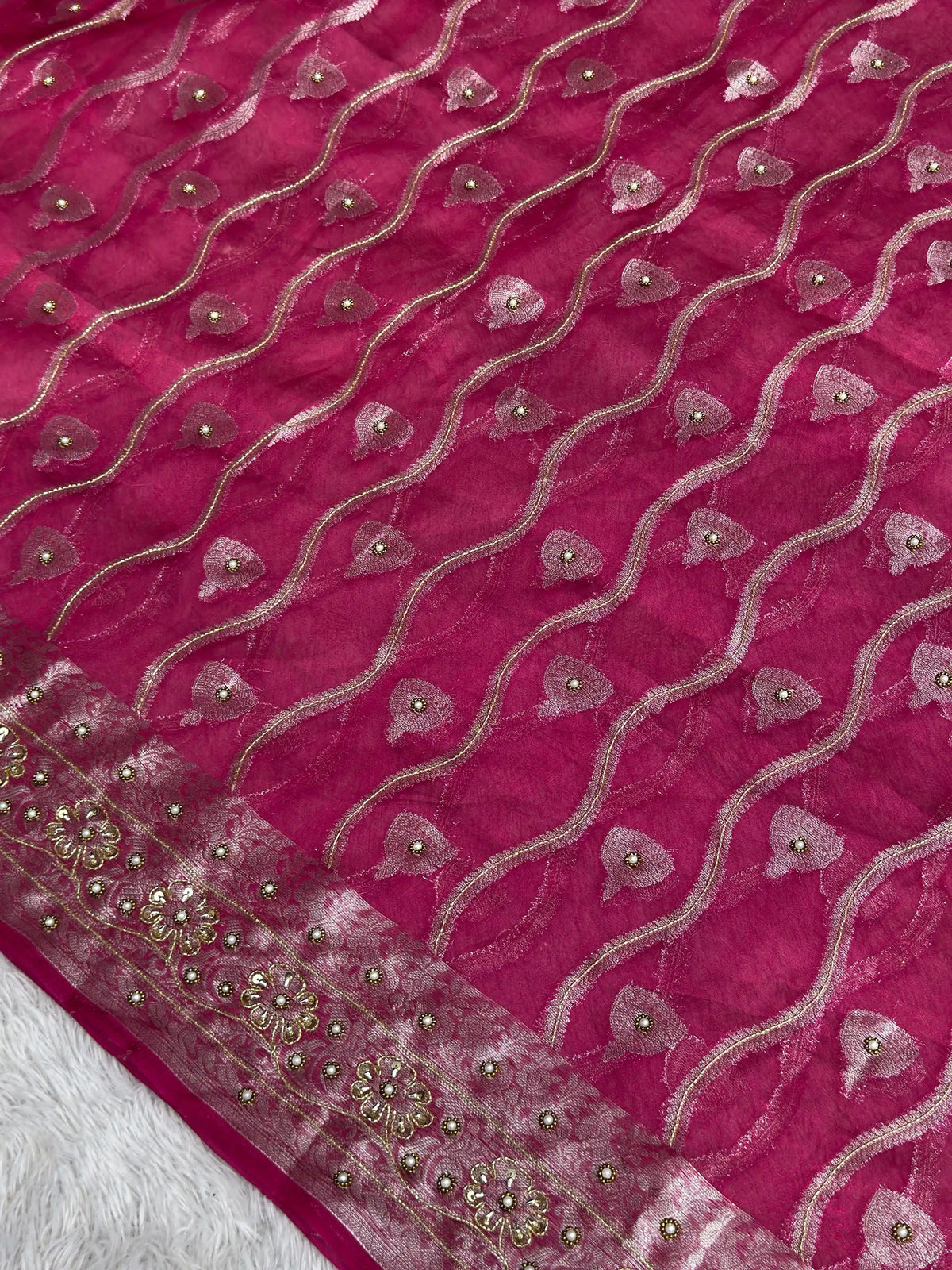 Rajnandini Pink Banarasi Silk Saree - RV Couture 24