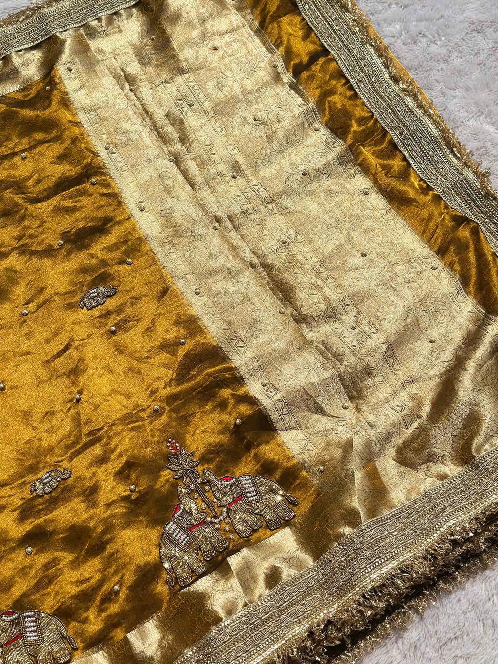 Suvarna Hatti Mehendi Banarasi Silk Saree - RV Couture 24