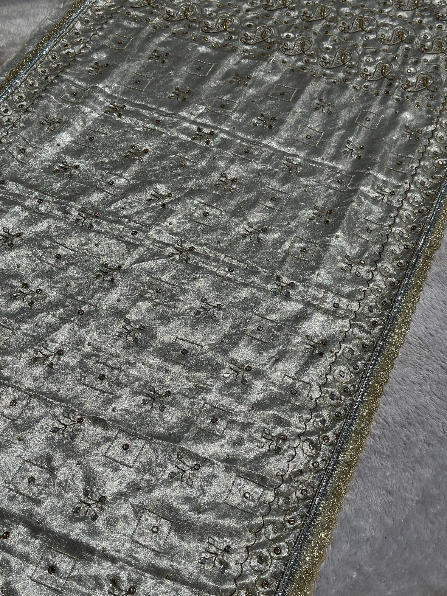 Chandani Silver Banarasi Silk Saree - RV Couture 24