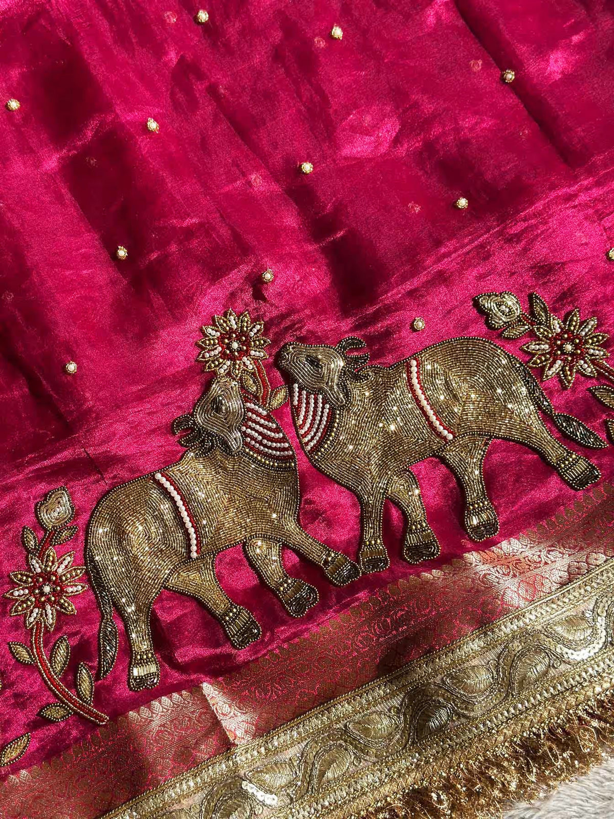 Gajanandi Pink Banarasi Silk Saree - RV Couture 24