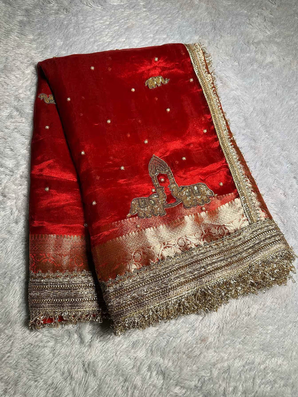 Gajaratna Red Banarasi Silk Saree - RV Couture 24