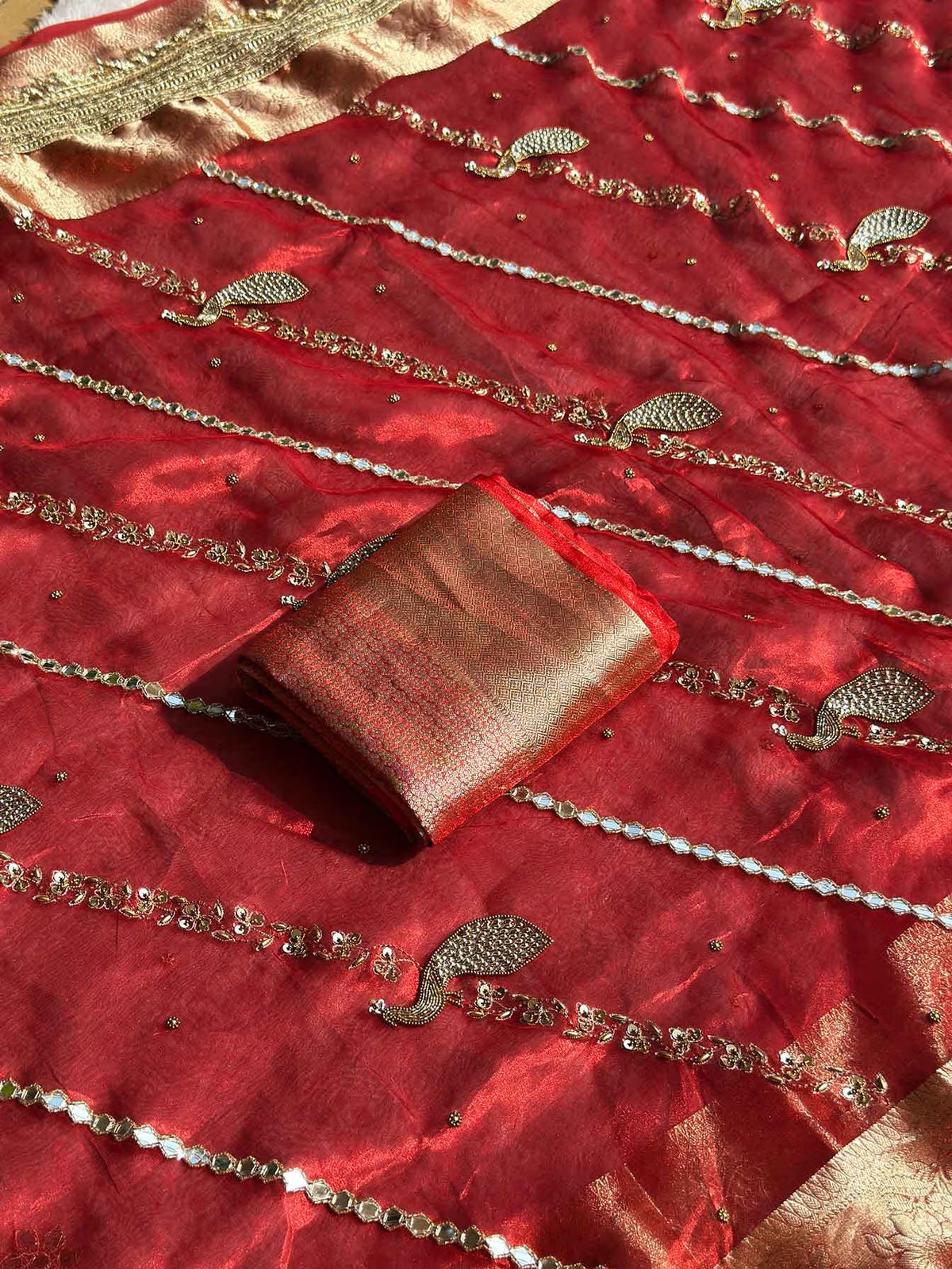 Rajrani Deep Red Banarasi Silk Saree - RV Couture 24