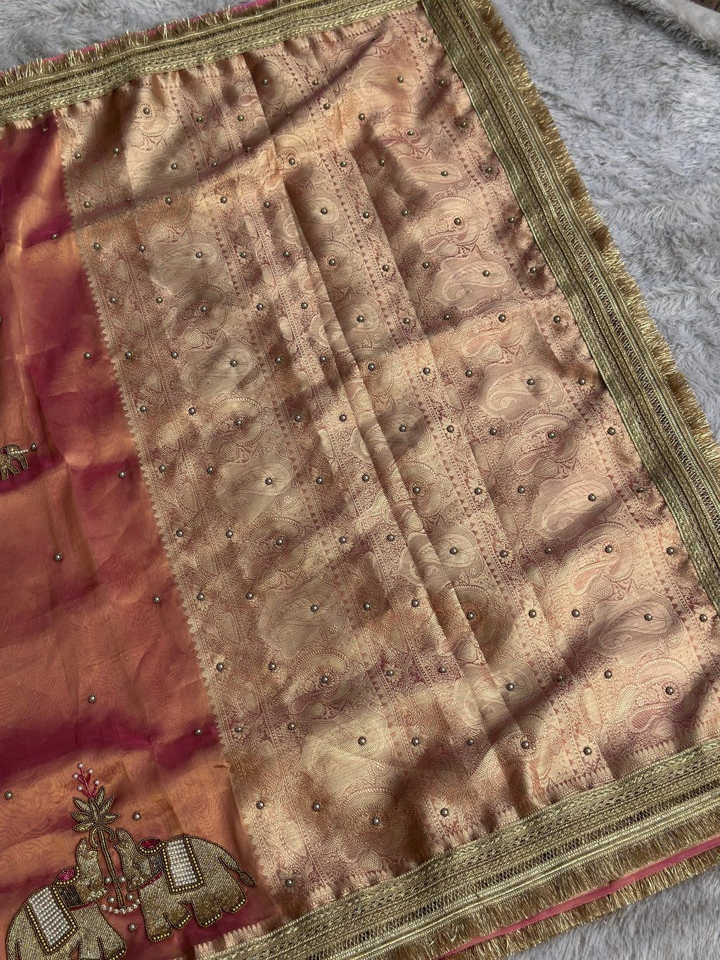 Suvarna Hatti Pink Banarasi Silk Saree - RV Couture 24
