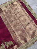 Gajanandi dark pink Banarasi silk saree with gold zari brocade pallu