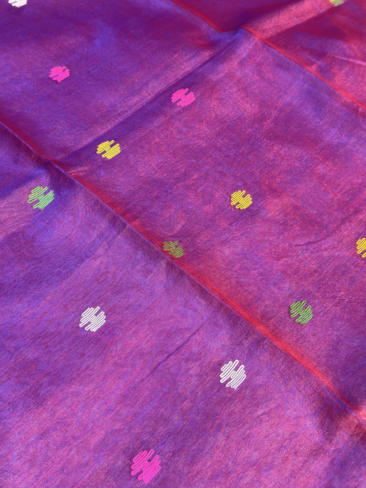 Burgundy purple Jamdani body with scattered buti work