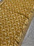 Allover zari floral jaal on mustard yellow Khaddi Georgette saree