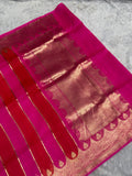 Rankat Kora Red and Pink Kora Saree with woven detail