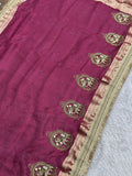 Pink Banarasi tissue saree with royal gajraj elephant zari motifs